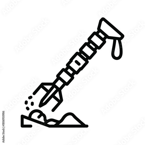 Oil drilling rig icon extracting petroleum from earth, depicting energy resource exploration and fossil fuel industry concept.