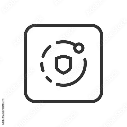 Protection, Security Shield Protected Refresh line icon – shield with checkmark and circular arrow outline vector for protection renewal, security update, verified re-authentication UI