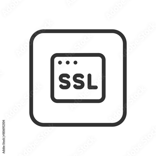 Protection, Security SSL line icon – SSL padlock outline vector for HTTPS encryption, secure connection, website security badge UI