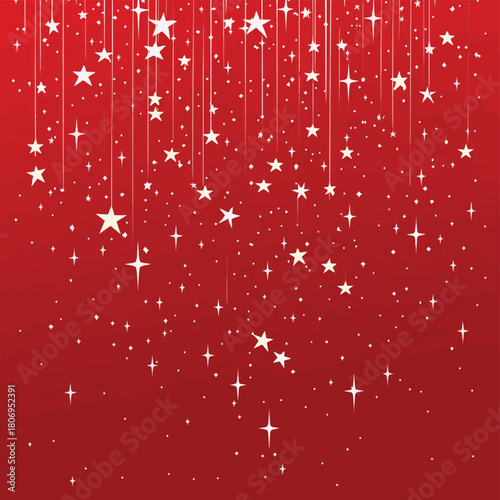 Image of falling stars over red background  , vector style simple color