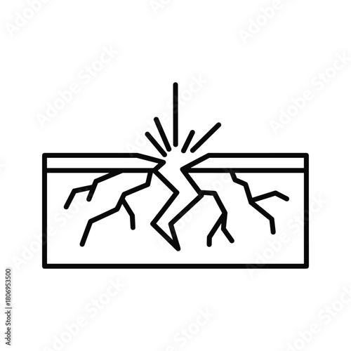 Cracked surface with radiating lines, symbolizing impact or damage