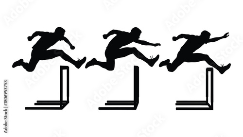 Hurdle race silhouette isolated on white background, Vector
