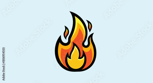 Stylized Flame Illustration with Vibrant Colors and Bold Outline.