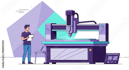 Automated precision milling machine operated by a design professional in a modern workshop