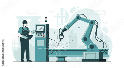Automated precision: Industrial robotics enhancing manufacturing processes with operator oversight