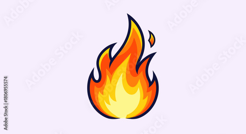 Stylized Illustration of a Bright Orange and Yellow Flame.