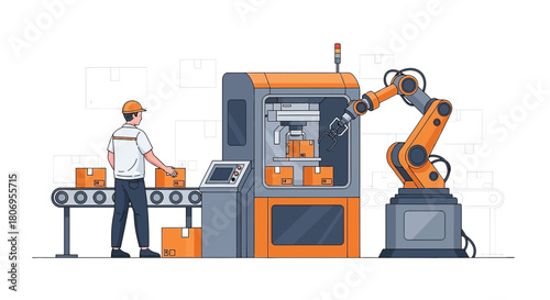 Automation in manufacturing modern factory operations using robotics and manual labor for