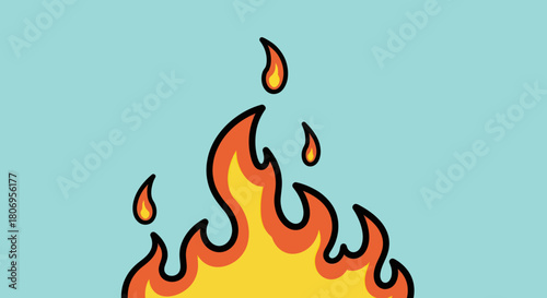 Vibrant Cartoon Fire Flames Illustration with Dynamic Orange and Yellow Hues.