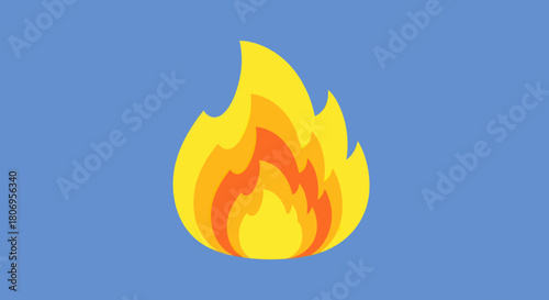 Vibrant yellow and orange fire flame illustration burning brightly.