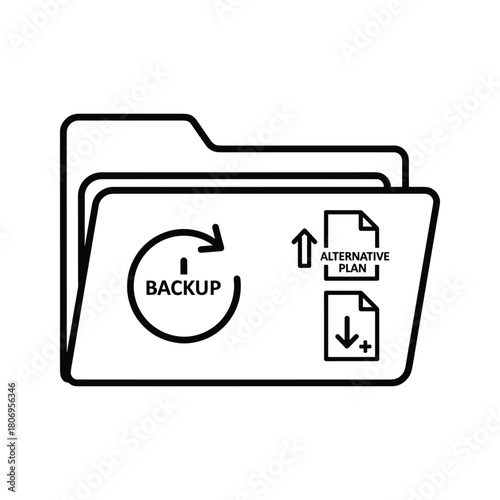 Folder icon representing backup and alternative plan, isolated on