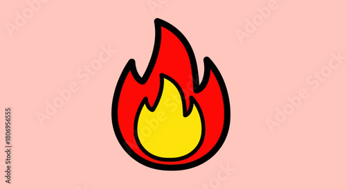 Vibrant flame illustration showcasing energy and heat with bold colors and design.