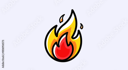Vibrant Cartoon Fire Flame Icon with Red and Yellow Hues.