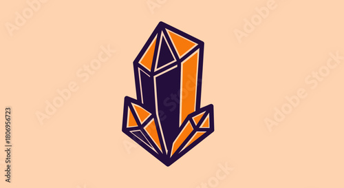Stylized Crystal Formation with Sharp Edges and Contrasting Colors.