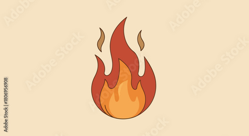 Stylized Illustration of a Bright Orange Flame.