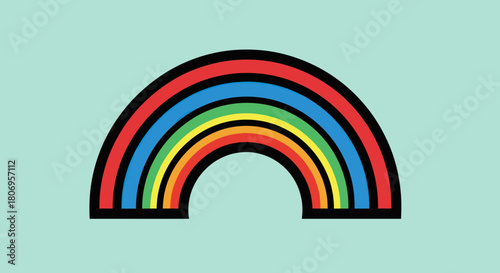 Vibrant Rainbow Arch Graphic Design Element.