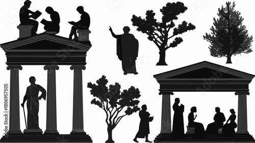 Classical architecture and figures offer a glimpse into philosophy, history, and the pursuit of knowledge