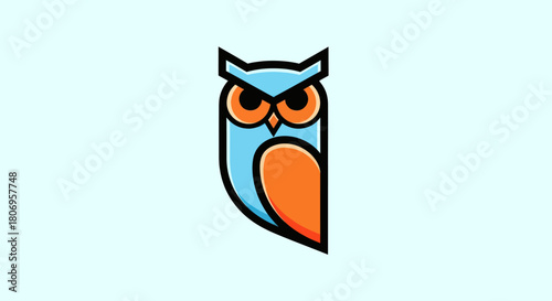 Stylized Owl Logo Design Minimalist Geometric Bird Icon.