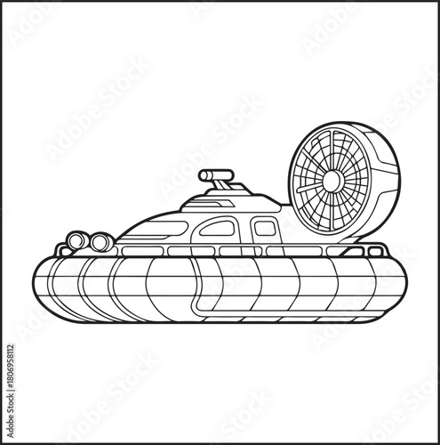 Simple and beautiful ship on sea water black vector line art illustration for children coloring page or book design 