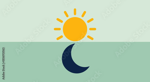 Sun and Moon Icons Representing Day and Night Cycle.
