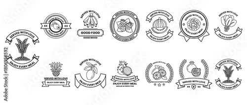 A collection of black and white images of fruits and vegetables