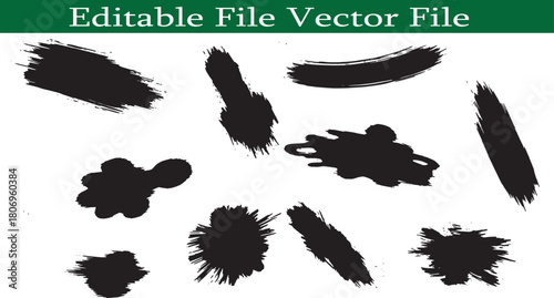 set of hand drawn ink splashes