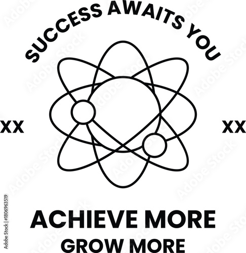 A black and white image of a star with the words "success awaits you" written be