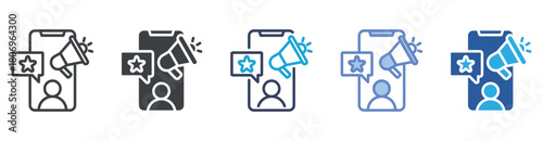 Influencer icon set multiple style collection