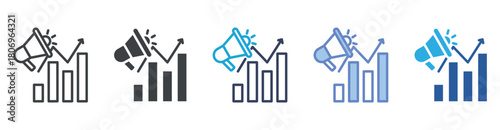 Marketing icon set multiple style collection