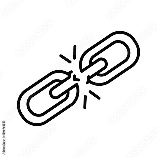 Broken Chain Link Icon Vector Illustration Disconnect Concept