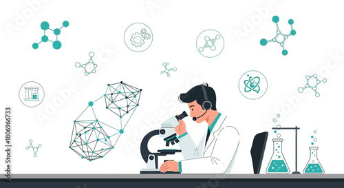 Scientist or researcher analyzing samples under microscope in a modern laboratory setting