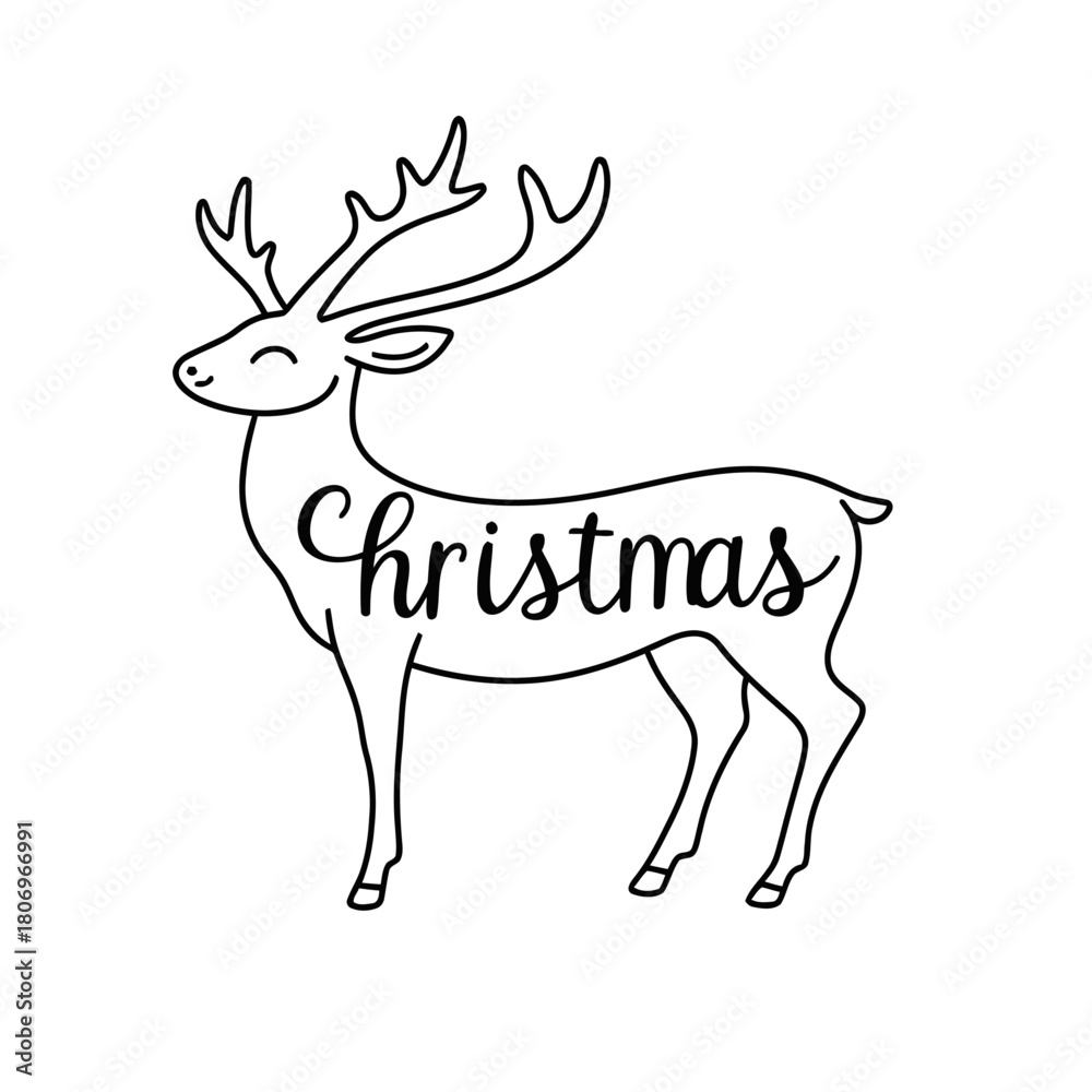 Fototapeta premium Happy Christmas Line Art Bundle - Minimalist Holiday Typography Vector Illustrations for Invitations, Greeting Cards, and Festive Logo Design