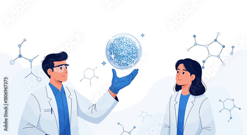 Scientists exploring molecular research and development for healthcare advancement with