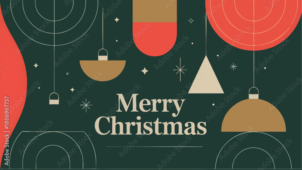 Obraz premium Abstract Geometric Christmas Greeting Card and Ornament Vector