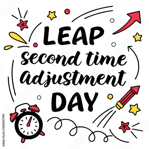 LEAP SECOND TIME ADJUSTMENT DAY vector illustration isolated on white background