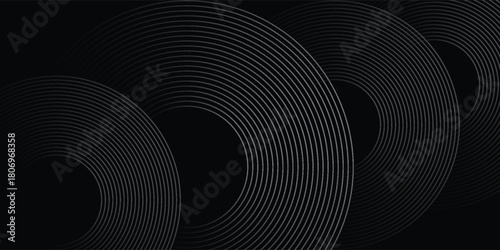 Abstract black glowing geometric lines on gray background. Modern shiny blue circle lines pattern. Futuristic technology concept. Suit for cover  poster