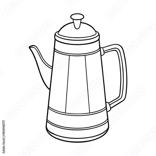 A vibrant coffee kettle coloring page featuring a charming kettle with bold patterns, ready to spark creativity and bring playful colors to every detail.
