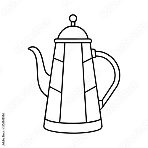 A vibrant coffee kettle coloring page featuring a charming kettle with bold patterns, ready to spark creativity and bring playful colors to every detail.
