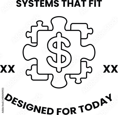 A puzzle piece with a dollar sign in the middle