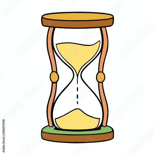 A classic hourglass with flowing sand, marking time’s passage with elegance, symbolizing patience, balance, and the steady rhythm of moments slipping away.
