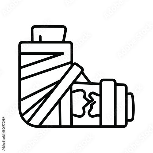 Medical cast for broken bone, orthopedic support for limb injury, isolated on