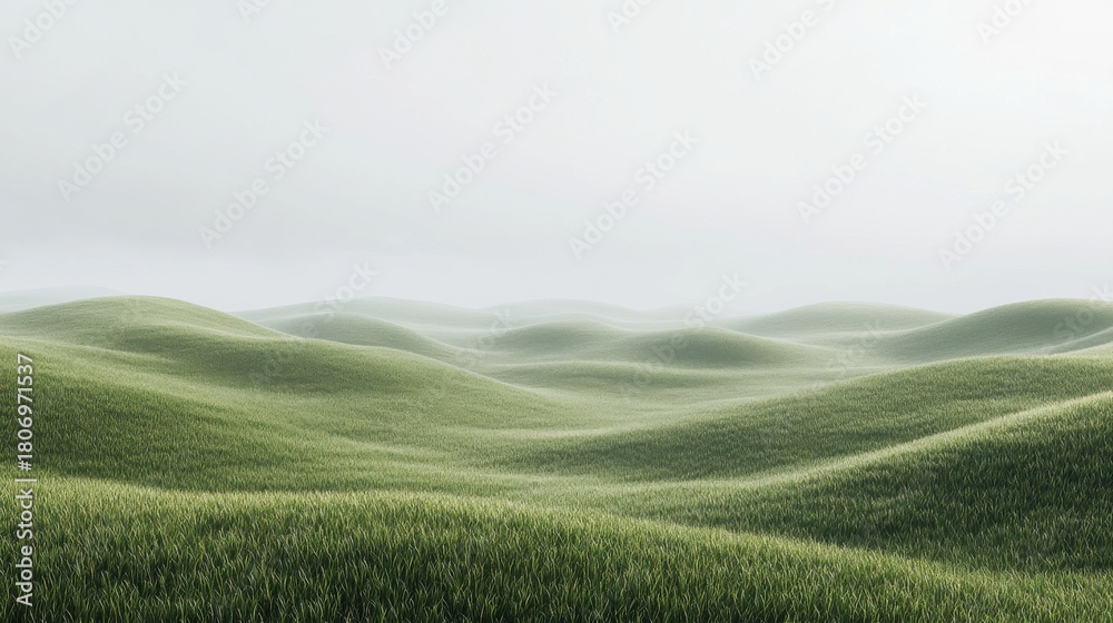 Obraz premium Empty field with fresh spring grass, minimal landscape 
