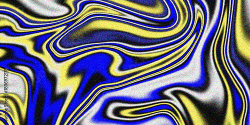 Fluid abstract art background .spread liquify flow. . Fractal pattern color - Mandelbrot set detail, digital artwork for creative graphic design.  Grainy yellow blue swirl liquid background .