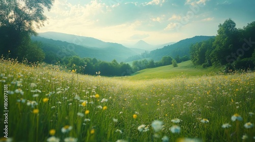Green meadow turning yellow at the edges 