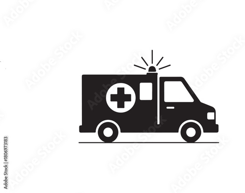 Ambulance vector illustration, emergency vehicle, medical transport, healthcare, hospital, paramedic, rescue, aid, service, urgency, life