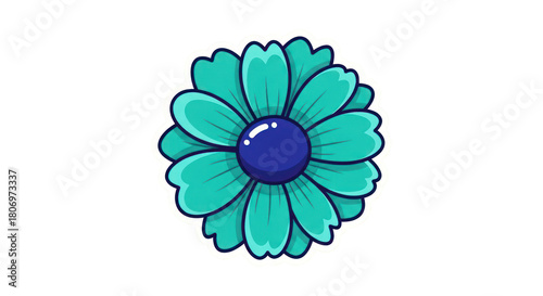 Teal Flower Illustration