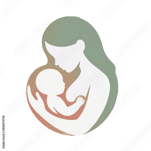 Mother and baby logo vector symbol