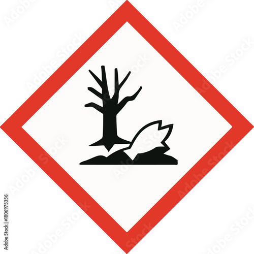 GHS Environment Hazard Icon. Dead Fish and Tree Warning Symbol