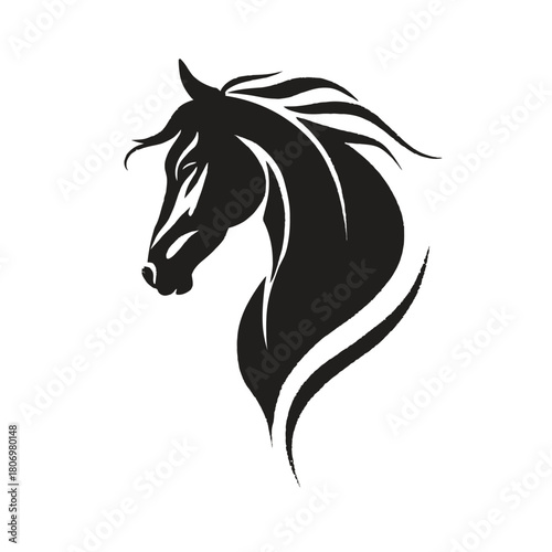 Silhouette of a Horse's Head on White Background