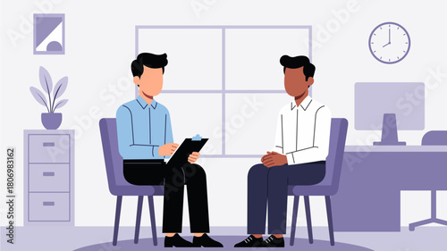 HR Manager Interviewing Job Candidate in Modern Office