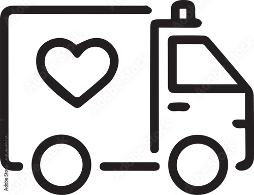 Heartfelt Delivery Truck Icon for Healthcare and Community Service, Expressing Compassion and Charity, Ideal for Nonprofit Organizations and Medical Campaigns
